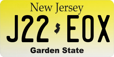 NJ license plate J22EOX