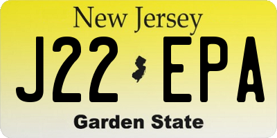 NJ license plate J22EPA