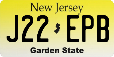 NJ license plate J22EPB