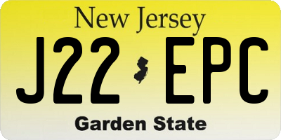 NJ license plate J22EPC