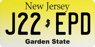 NJ license plate J22EPD