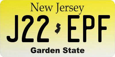 NJ license plate J22EPF