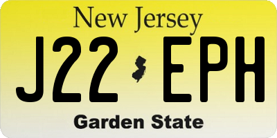 NJ license plate J22EPH