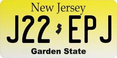 NJ license plate J22EPJ