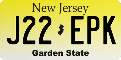 NJ license plate J22EPK