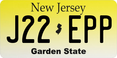 NJ license plate J22EPP