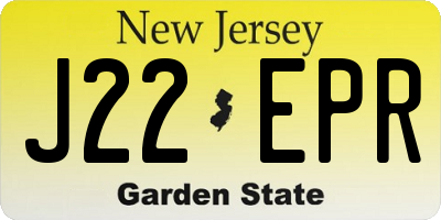 NJ license plate J22EPR