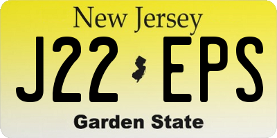 NJ license plate J22EPS