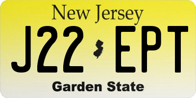 NJ license plate J22EPT