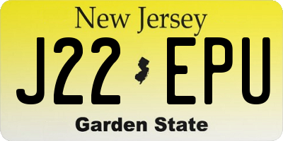 NJ license plate J22EPU