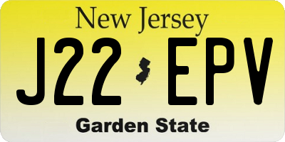 NJ license plate J22EPV