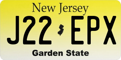 NJ license plate J22EPX