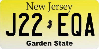 NJ license plate J22EQA