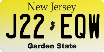 NJ license plate J22EQW