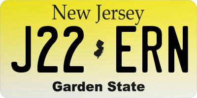 NJ license plate J22ERN