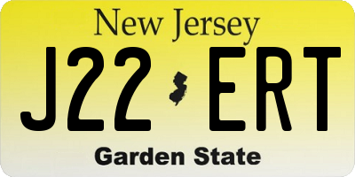NJ license plate J22ERT