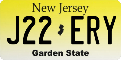NJ license plate J22ERY