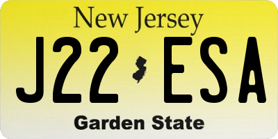 NJ license plate J22ESA