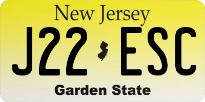 NJ license plate J22ESC