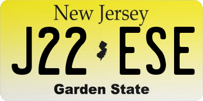 NJ license plate J22ESE