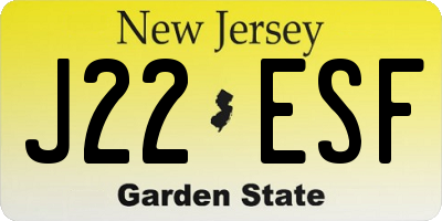 NJ license plate J22ESF