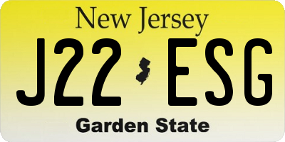 NJ license plate J22ESG