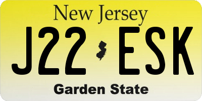 NJ license plate J22ESK