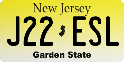 NJ license plate J22ESL