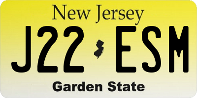 NJ license plate J22ESM