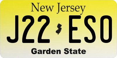 NJ license plate J22ESO