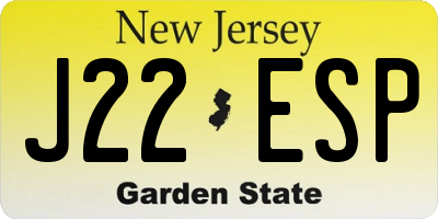 NJ license plate J22ESP