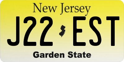 NJ license plate J22EST