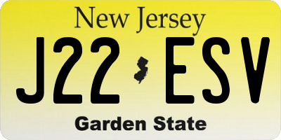 NJ license plate J22ESV