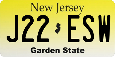 NJ license plate J22ESW