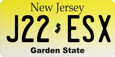 NJ license plate J22ESX