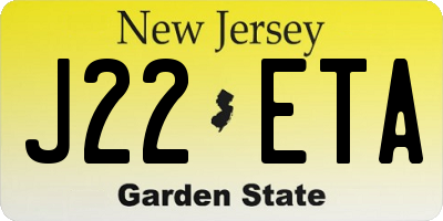 NJ license plate J22ETA
