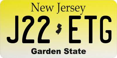 NJ license plate J22ETG
