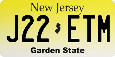 NJ license plate J22ETM