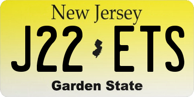 NJ license plate J22ETS