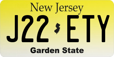 NJ license plate J22ETY