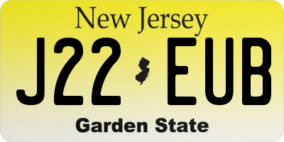NJ license plate J22EUB