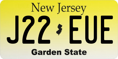 NJ license plate J22EUE