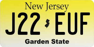 NJ license plate J22EUF