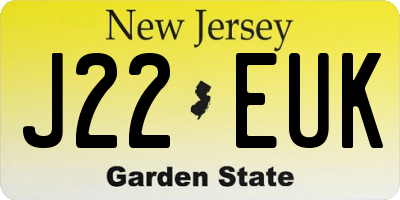 NJ license plate J22EUK