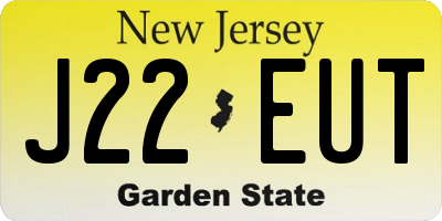 NJ license plate J22EUT