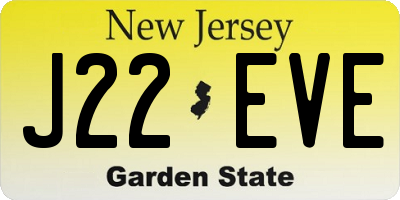 NJ license plate J22EVE