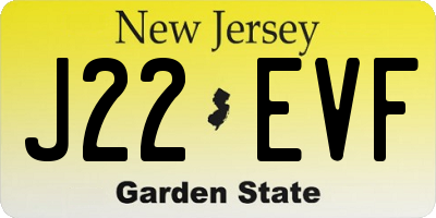 NJ license plate J22EVF