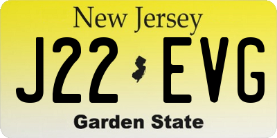 NJ license plate J22EVG