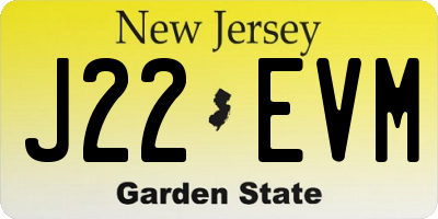 NJ license plate J22EVM