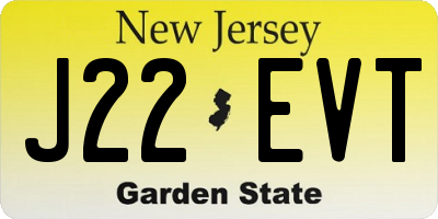 NJ license plate J22EVT